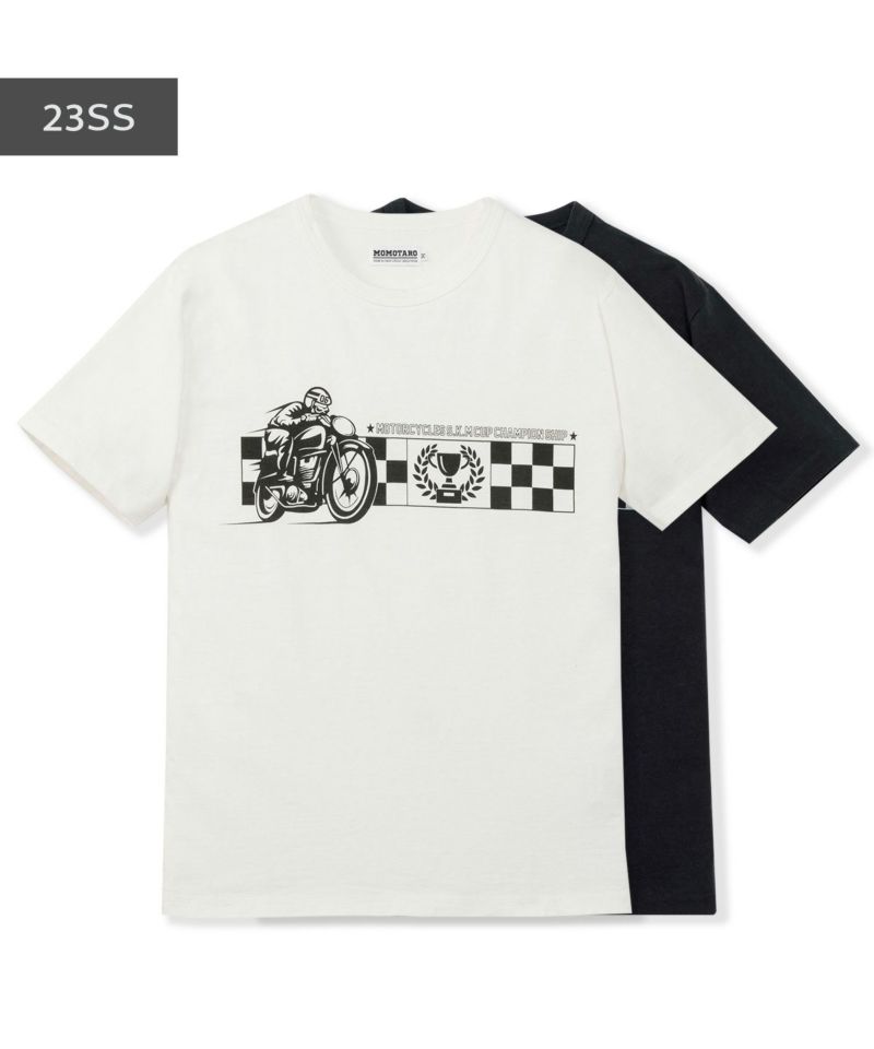 GTBモーターサイクルTシャツ　ホワイト・ブラック