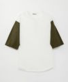 五分袖ヘンリーネック・ベースボールTシャツ　WHT × OD
