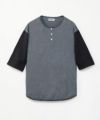 五分袖ヘンリーネック・ベースボールTシャツ　GRY　×　 BLK