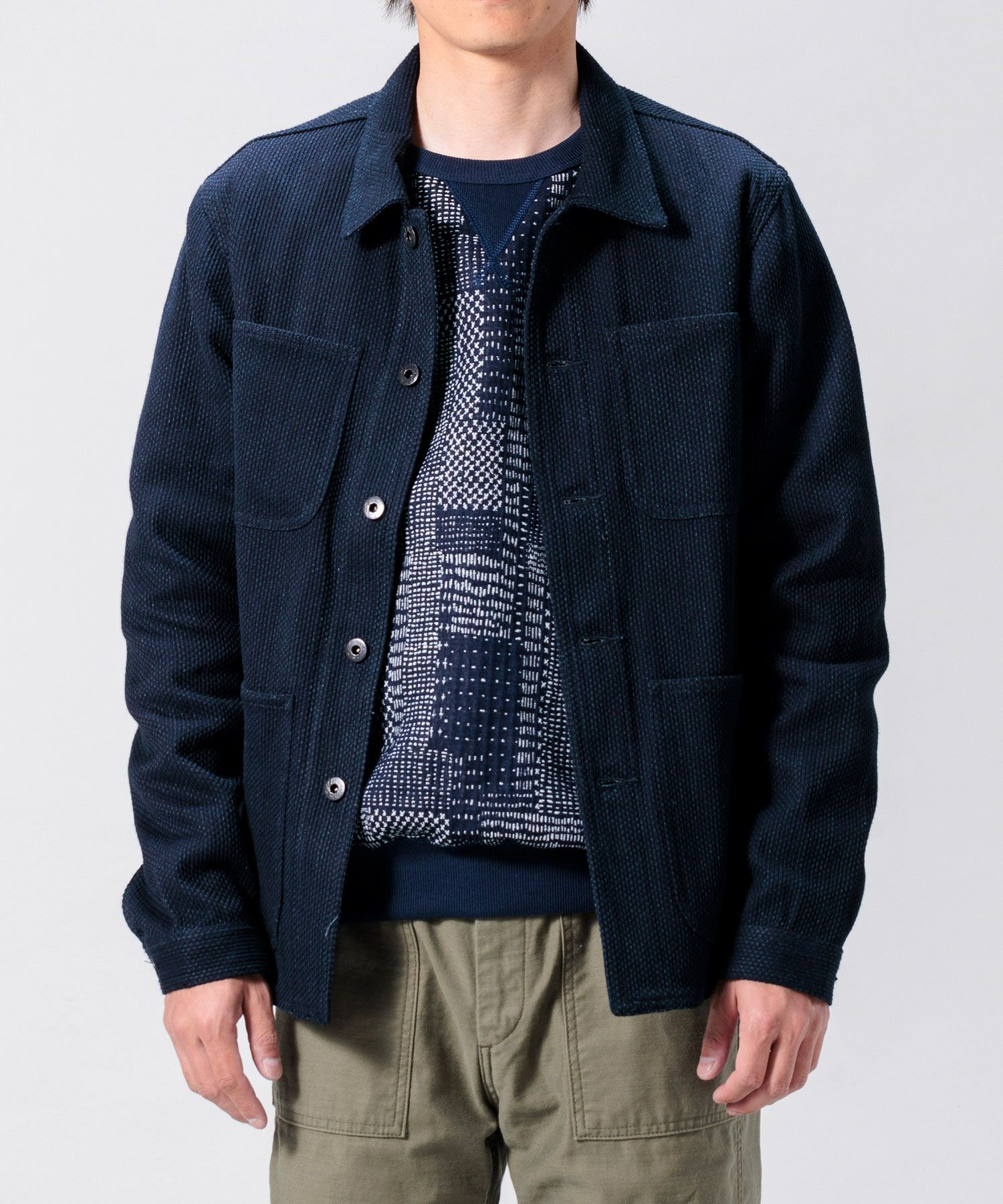 MADE IN INDIGO』メイドインインディゴ ジャケット 刺し子織り ほじり