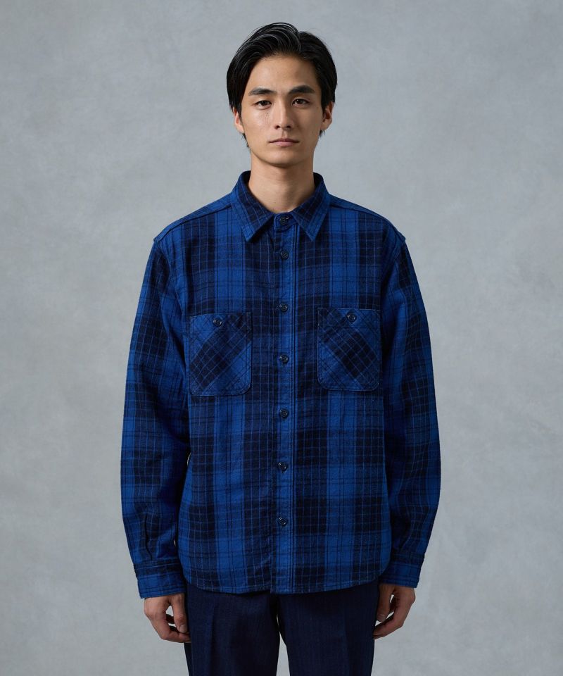 Momotaro - MSS1040M31 - INDIGO STRIPE BASEBALL SHIRT - Pinkomo