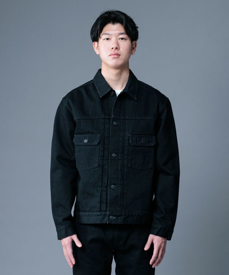 【桃太郎JEANS】BLACK×BLACK DOUBLE POCKET JACKET 