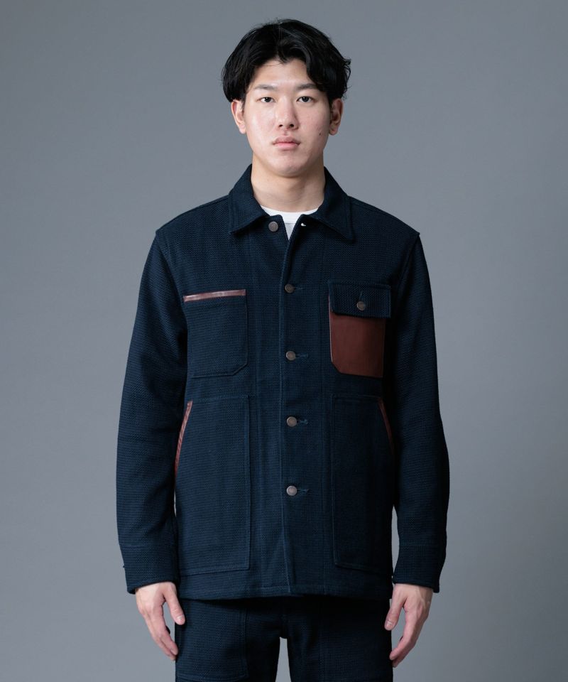 桃太郎JEANS】 INDIGO DOBBY×LEATHER COVERALL | デニム研究所