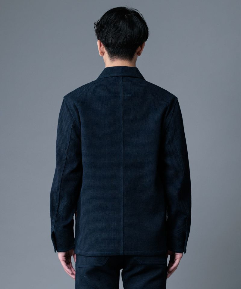 桃太郎ジーンズ　インデイゴ ドビー×レザー　カバーオール　MXOT1308 桃太郎JEANS】 INDIGO DOBBY×LEATHER COVERALL | デニム研究所