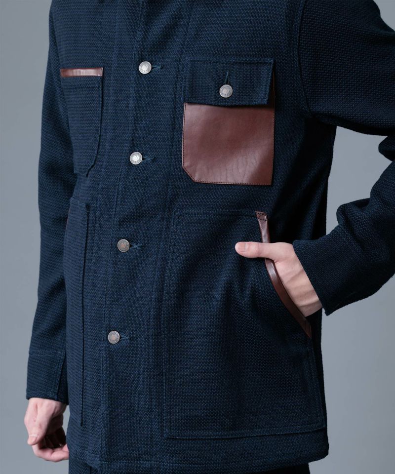 桃太郎JEANS】 INDIGO DOBBY×LEATHER COVERALL | デニム研究所