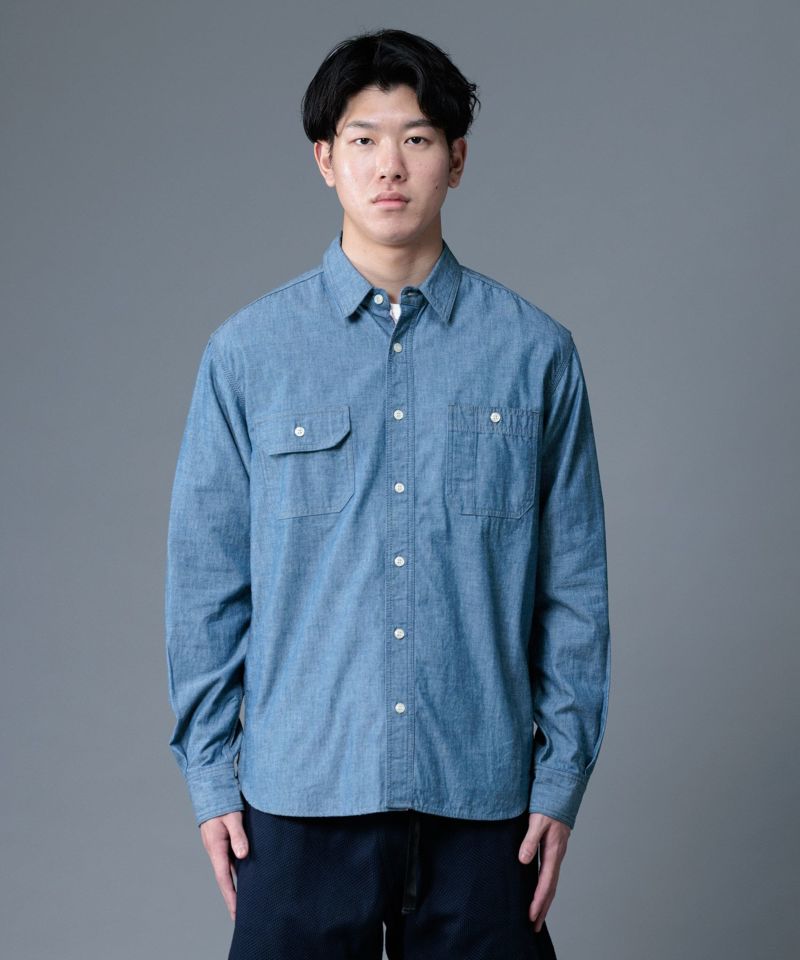 桃太郎JEANS】CHAMBRAY WORK SHIRT | デニム研究所 by JAPAN BLUE オンラインショップ