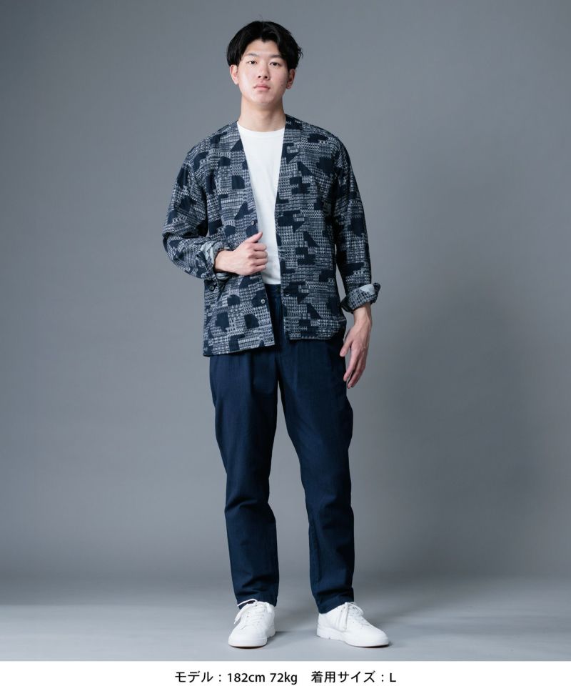 桃太郎JEANS】INDIGO JACQUARD CARDIGAN | デニム研究所 by JAPAN BLUE 