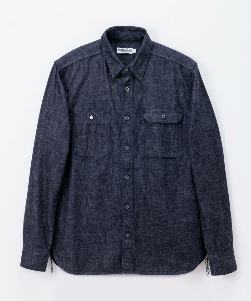 【桃太郎JEANS】8oz DEEPBLUE DENIM WORK SHIRT | デニム研究所 by JAPAN BLUE オンラインショップ