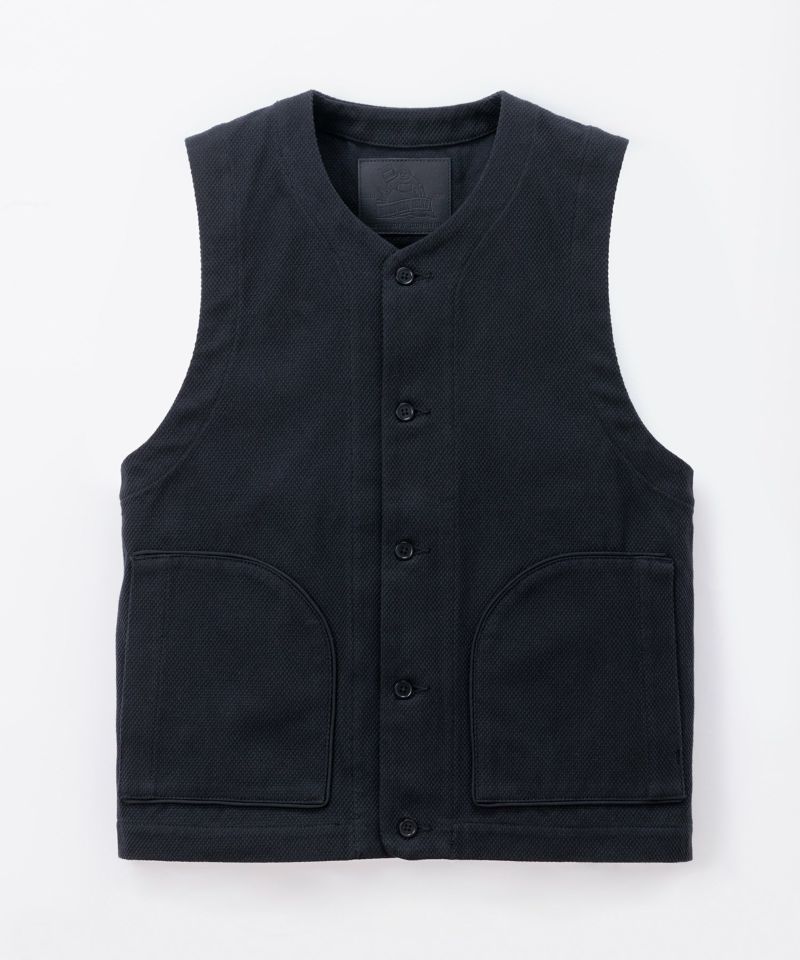 桃太郎JEANS】REACTIVE DYEING SASHIKO VEST | デニム研究所 by JAPAN BLUE オンラインショップ