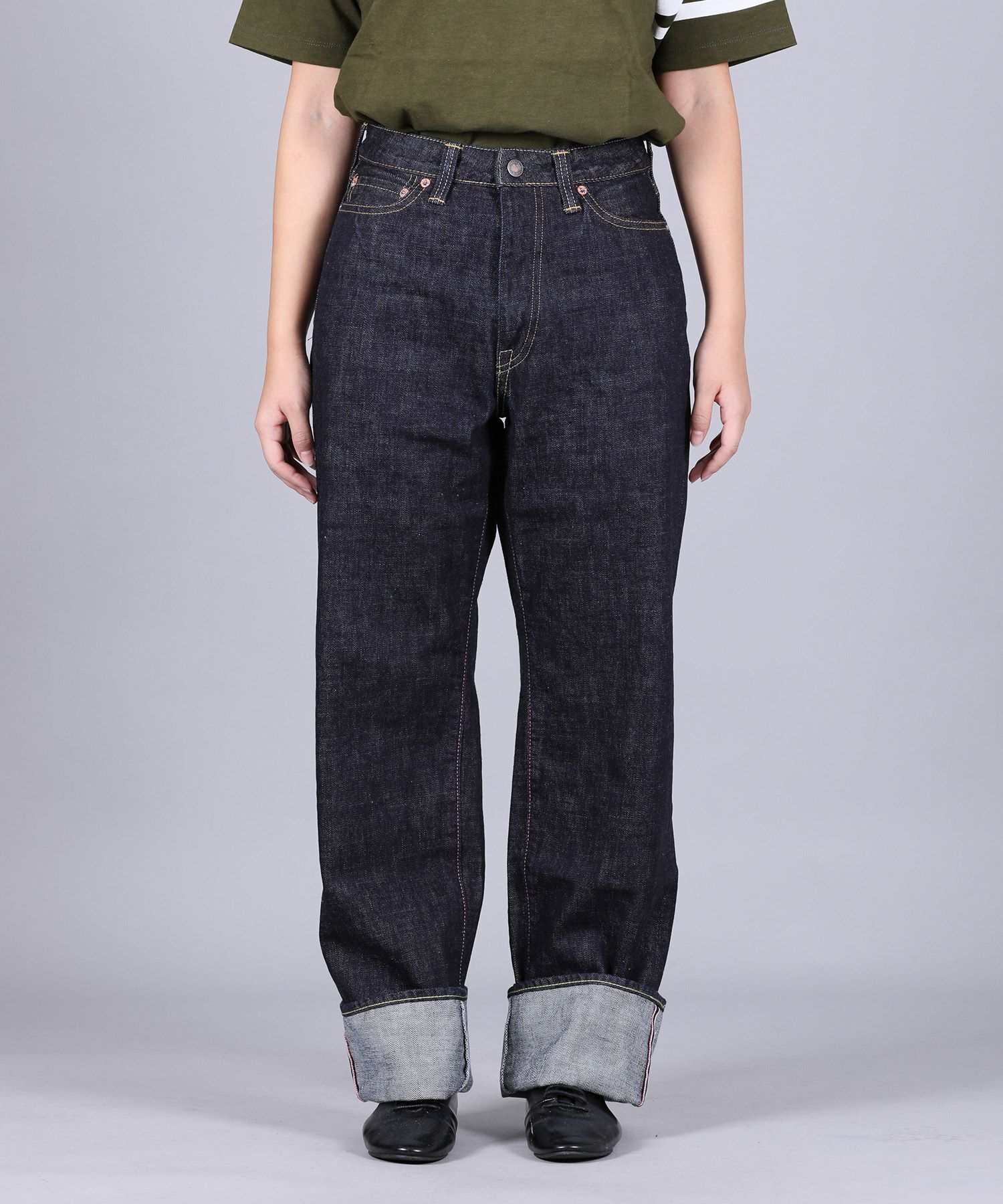 桃太郎JEANS】14.7オンス銅丹特濃レディースワイドストレート | デニム  