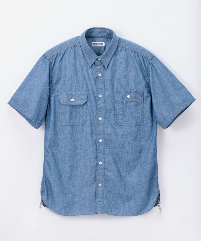 桃太郎JEANS】CHAMBRAY WORK S/S SHIRTS | デニム研究所 by JAPAN BLUE オンラインショップ