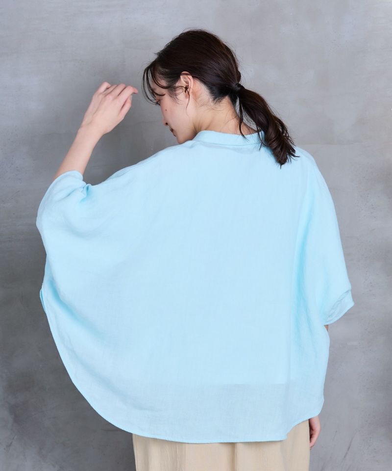 新品タグ付✨エストネーション リネン100 デニム調 シャツジャケットL 洗える WILD THINGS (ワイルドシングス) NANOTEX DENIM S/S SHIRT